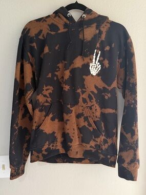 Bowery Supply Mens Hoodie Hooded Sweater Sweatshirt Black Beach Bleached Small